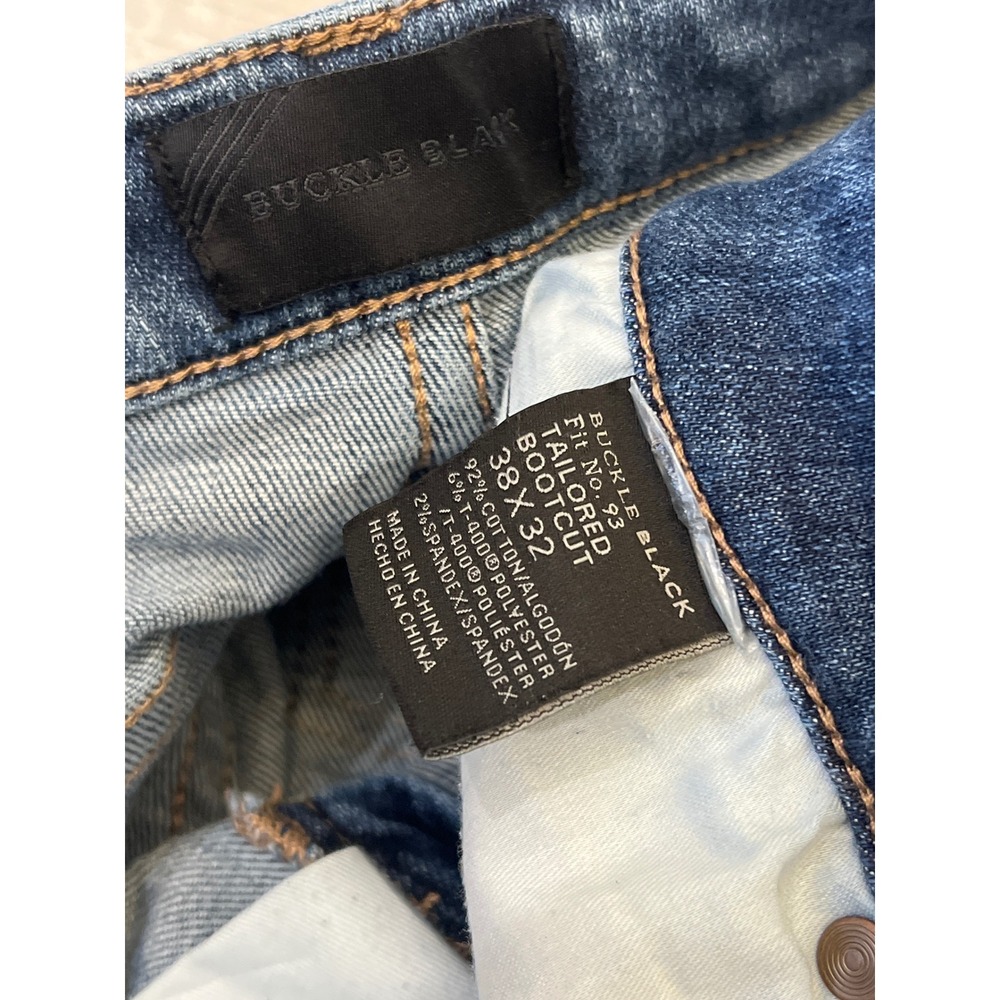 Buckle Black No 93 Tailored Bootcut Jeans Women's 38x32 Blue Stretch Denim